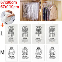 Hang Transparent Vacuum Bag Storage for Clothes Down Jacket Overcoat Compression Home Organizer Wardrobe Dustproof Coat Air Pump